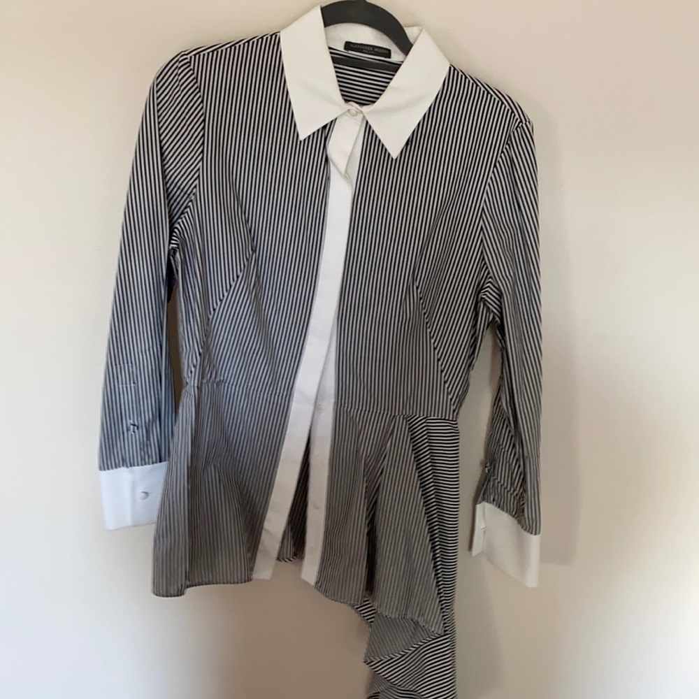 Alexander McQueen Asymmetric Stripe Button Down